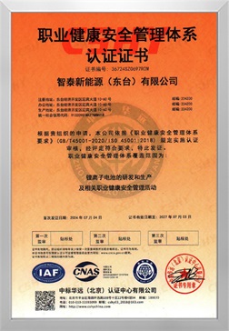45001职业健康安全管理体系认证证书